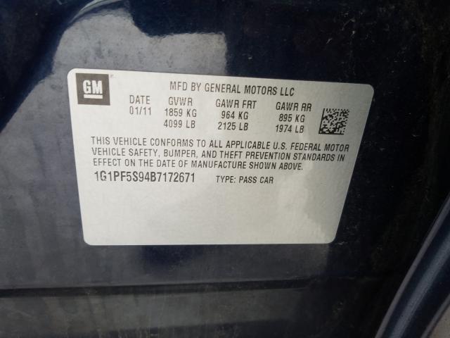 Photo 9 VIN: 1G1PF5S94B7172671 - CHEVROLET CRUZE LT 