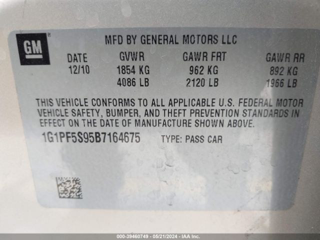 Photo 8 VIN: 1G1PF5S95B7164675 - CHEVROLET CRUZE 