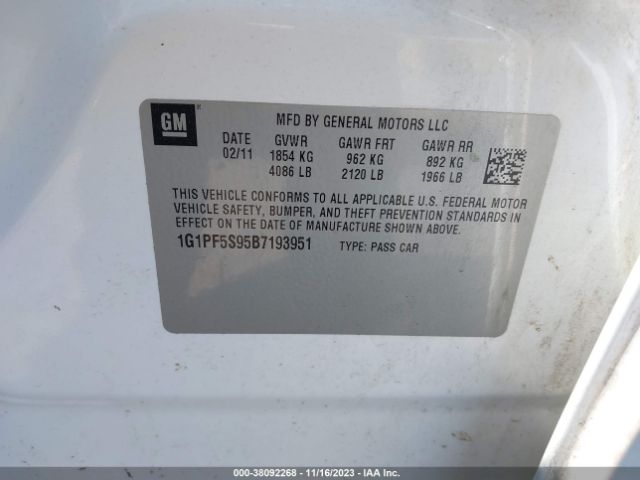 Photo 8 VIN: 1G1PF5S95B7193951 - CHEVROLET CRUZE 