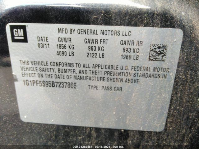 Photo 8 VIN: 1G1PF5S95B7237866 - CHEVROLET CRUZE 