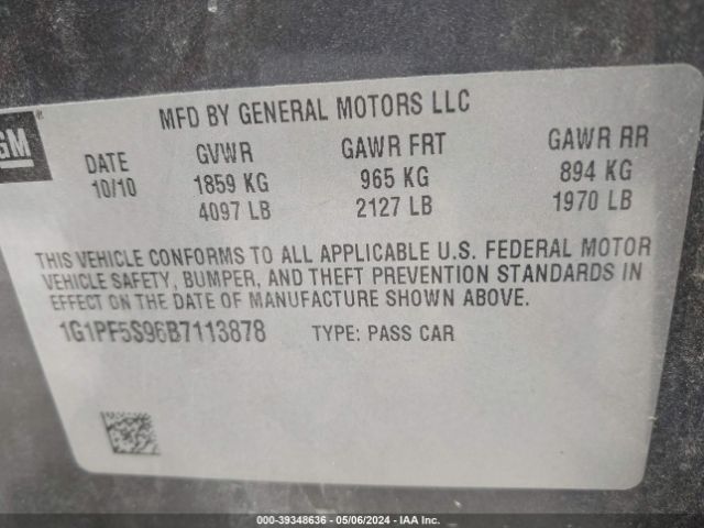 Photo 8 VIN: 1G1PF5S96B7113878 - CHEVROLET CRUZE 