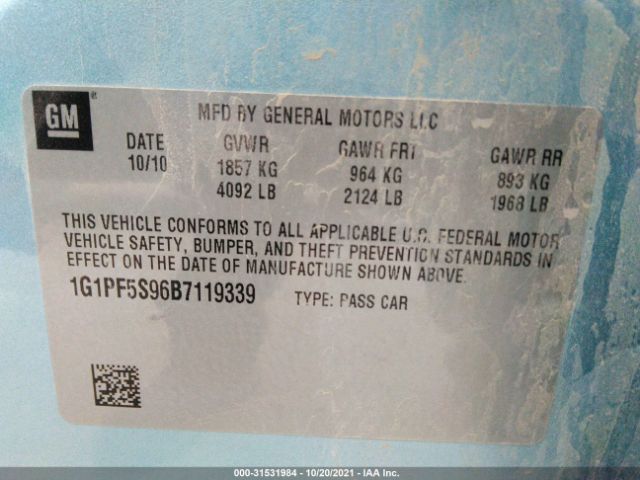 Photo 8 VIN: 1G1PF5S96B7119339 - CHEVROLET CRUZE 