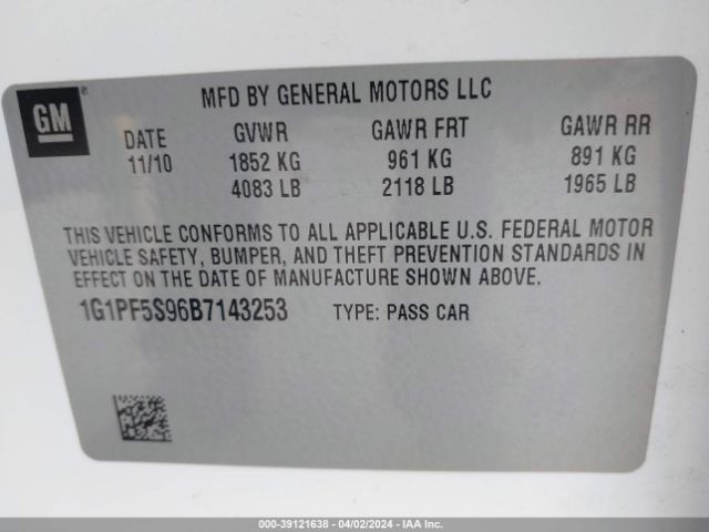 Photo 8 VIN: 1G1PF5S96B7143253 - CHEVROLET CRUZE 