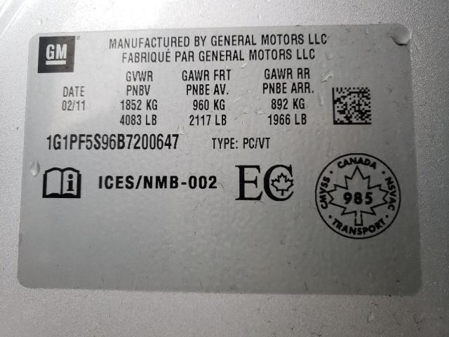 Photo 9 VIN: 1G1PF5S96B7200647 - CHEVROLET CRUZE LT 