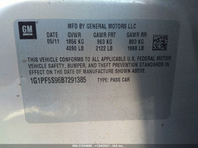 Photo 8 VIN: 1G1PF5S96B7291385 - CHEVROLET CRUZE 