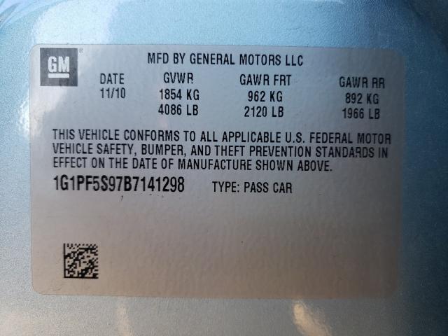 Photo 9 VIN: 1G1PF5S97B7141298 - CHEVROLET CRUZE LT 