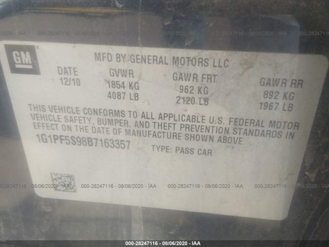 Photo 8 VIN: 1G1PF5S98B7163357 - CHEVROLET CRUZE 