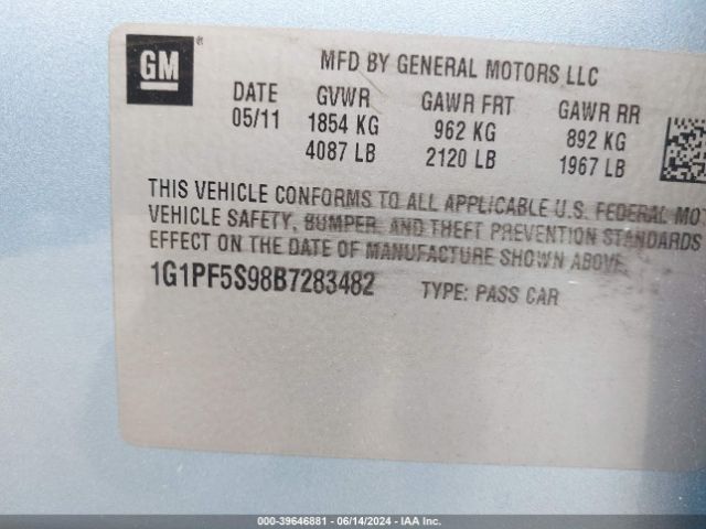 Photo 8 VIN: 1G1PF5S98B7283482 - CHEVROLET CRUZE 