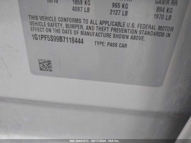 Photo 8 VIN: 1G1PF5S99B7118444 - CHEVROLET CRUZE 