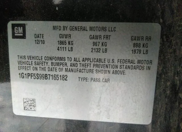 Photo 8 VIN: 1G1PF5S99B7165182 - CHEVROLET CRUZE 