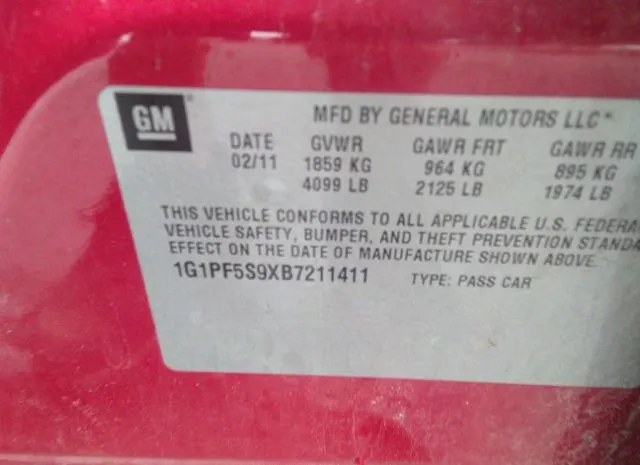 Photo 8 VIN: 1G1PF5S9XB7211411 - CHEVROLET CRUZE 