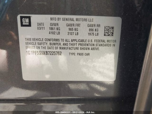 Photo 8 VIN: 1G1PF5S9XB7225762 - CHEVROLET CRUZE 