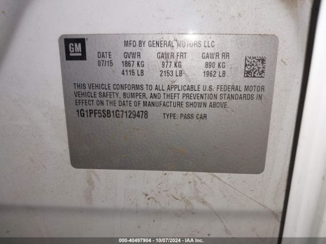 Photo 8 VIN: 1G1PF5SB1G7129478 - CHEVROLET CRUZE LIMITED 