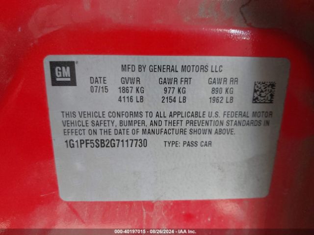 Photo 8 VIN: 1G1PF5SB2G7117730 - CHEVROLET CRUZE LIMITED 