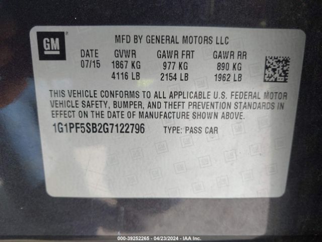 Photo 8 VIN: 1G1PF5SB2G7122796 - CHEVROLET CRUZE LIMITED 