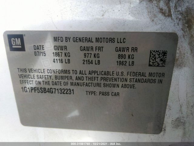 Photo 8 VIN: 1G1PF5SB4G7132231 - CHEVROLET CRUZE LIMITED 