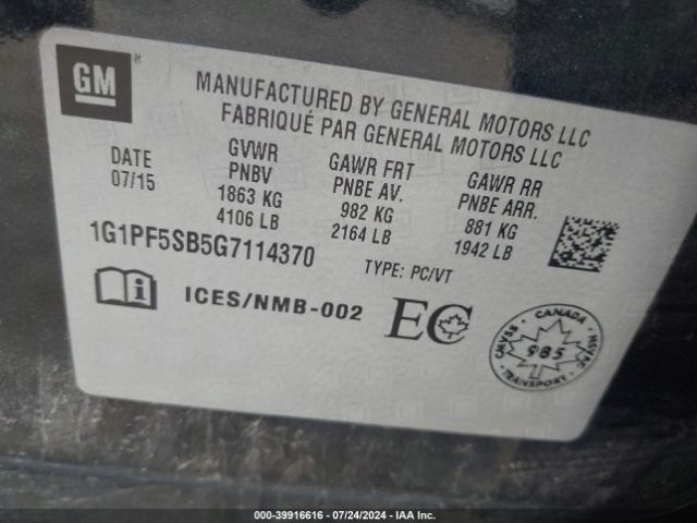 Photo 8 VIN: 1G1PF5SB5G7114370 - CHEVROLET CRUZE LIMITED 