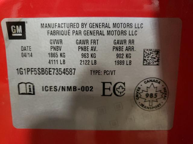 Photo 9 VIN: 1G1PF5SB6E7354587 - CHEVROLET CRUZE LT 