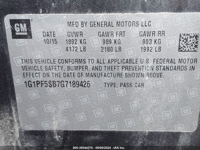 Photo 8 VIN: 1G1PF5SB7G7189426 - CHEVROLET CRUZE LIMITED 