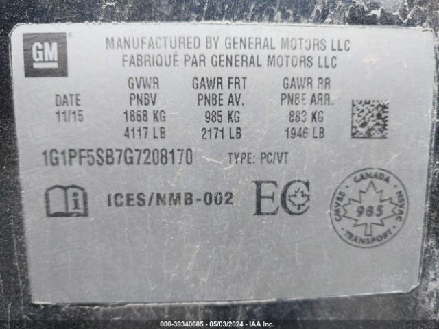 Photo 8 VIN: 1G1PF5SB7G7208170 - CHEVROLET CRUZE LIMITED 