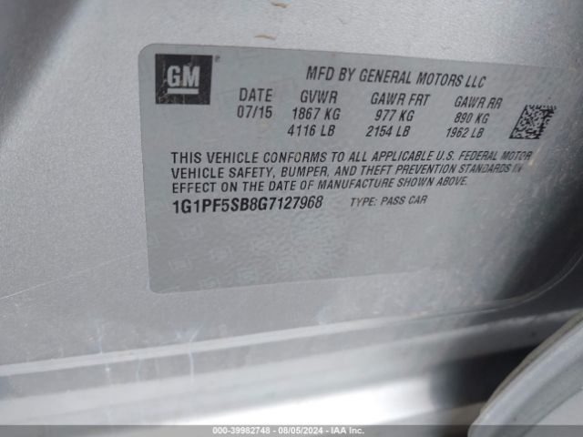 Photo 8 VIN: 1G1PF5SB8G7127968 - CHEVROLET CRUZE LIMITED 