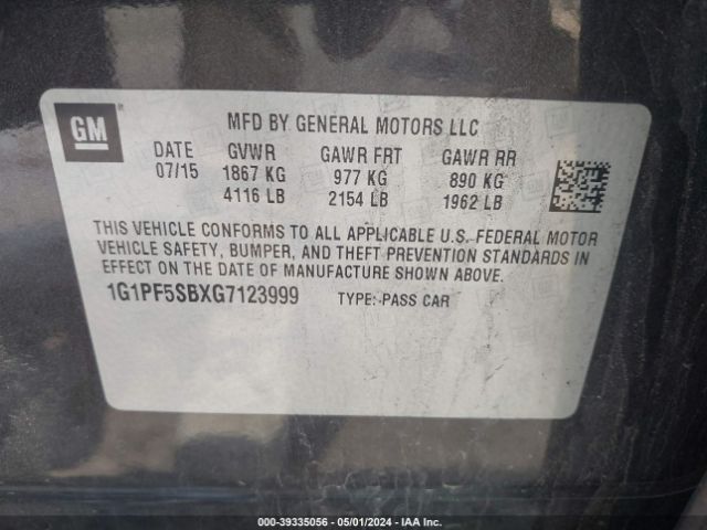 Photo 8 VIN: 1G1PF5SBXG7123999 - CHEVROLET CRUZE LIMITED 