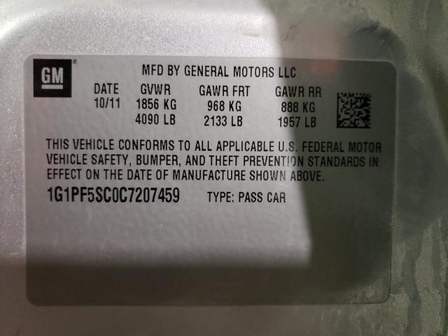 Photo 9 VIN: 1G1PF5SC0C7207459 - CHEVROLET CRUZE LT 