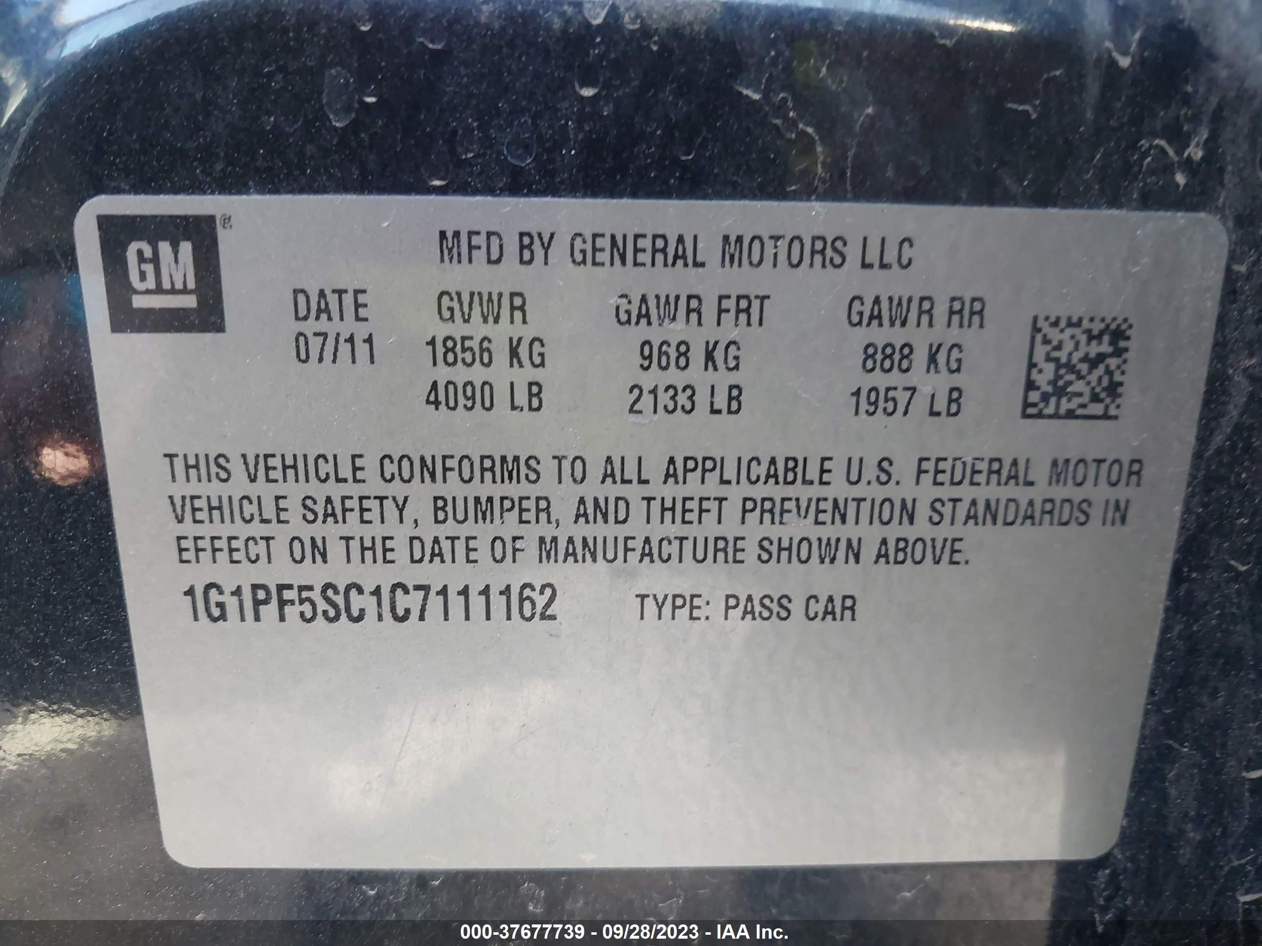 Photo 8 VIN: 1G1PF5SC1C7111162 - CHEVROLET CRUZE 