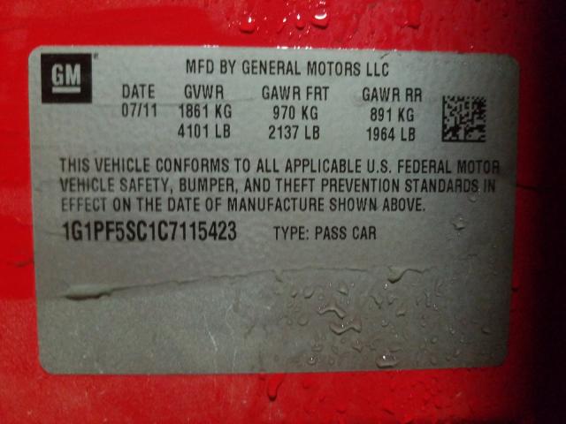 Photo 9 VIN: 1G1PF5SC1C7115423 - CHEVROLET CRUZE LT 