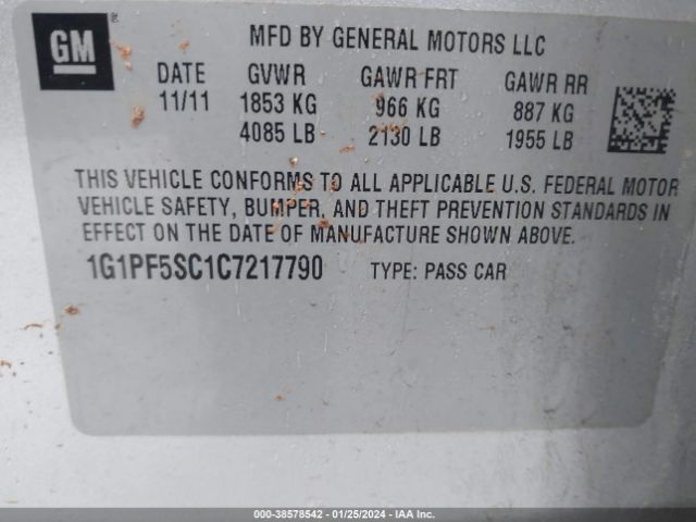 Photo 8 VIN: 1G1PF5SC1C7217790 - CHEVROLET CRUZE 