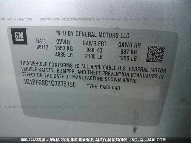 Photo 8 VIN: 1G1PF5SC1C7375790 - CHEVROLET CRUZE 