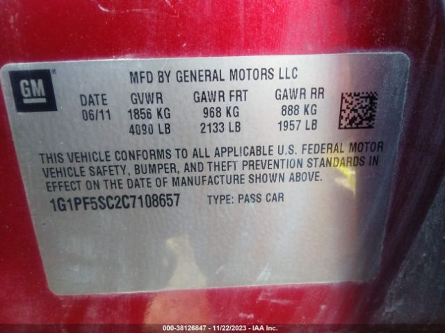 Photo 8 VIN: 1G1PF5SC2C7108657 - CHEVROLET CRUZE 