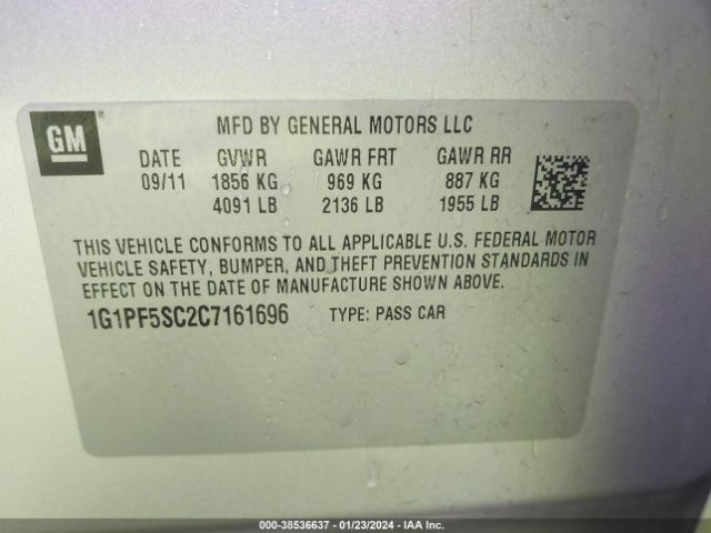 Photo 8 VIN: 1G1PF5SC2C7161696 - CHEVROLET CRUZE 