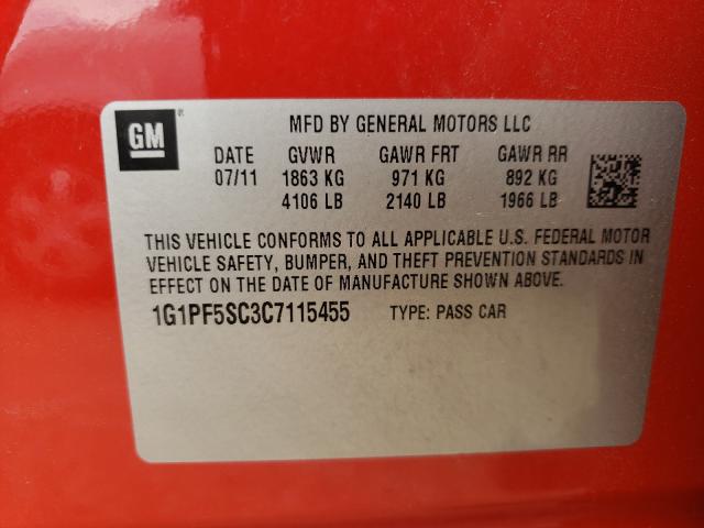 Photo 9 VIN: 1G1PF5SC3C7115455 - CHEVROLET CRUZE LT 