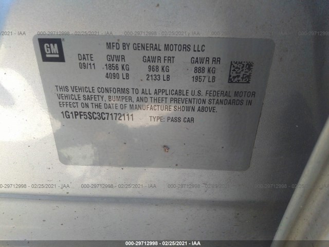 Photo 8 VIN: 1G1PF5SC3C7172111 - CHEVROLET CRUZE 