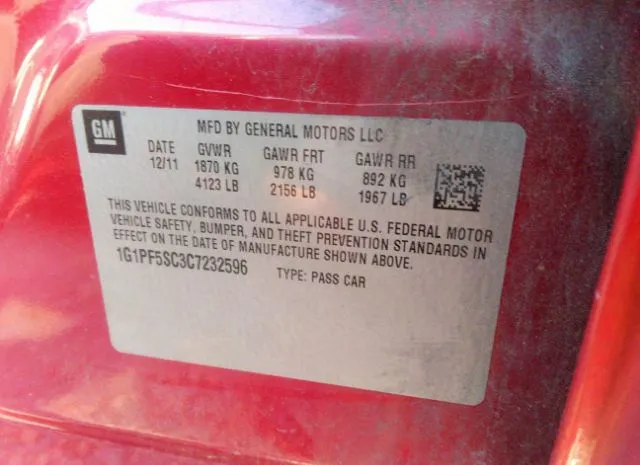 Photo 8 VIN: 1G1PF5SC3C7232596 - CHEVROLET CRUZE 