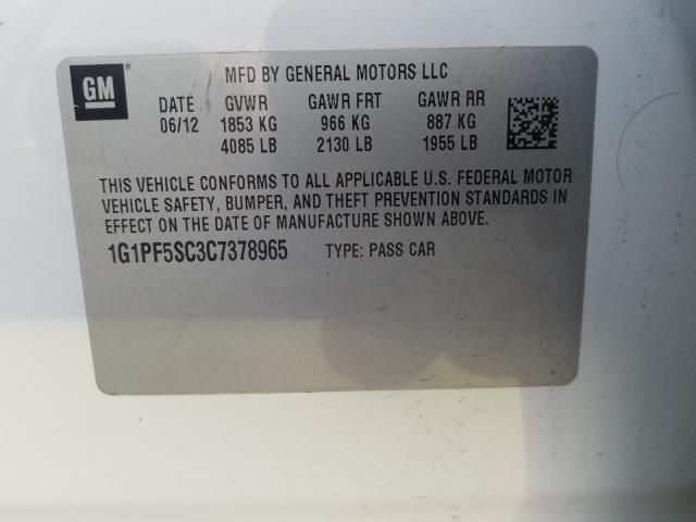 Photo 9 VIN: 1G1PF5SC3C7378965 - CHEVROLET CRUZE LT 