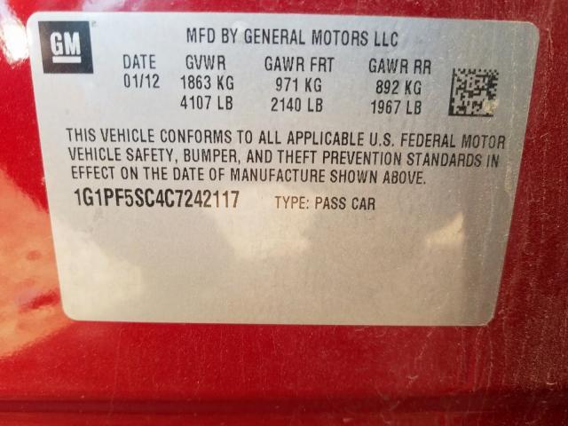 Photo 9 VIN: 1G1PF5SC4C7242117 - CHEVROLET CRUZE LT 