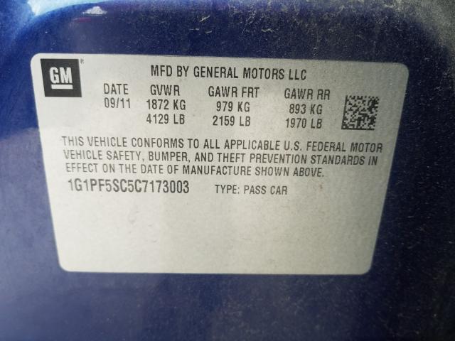 Photo 9 VIN: 1G1PF5SC5C7173003 - CHEVROLET CRUZE LT 