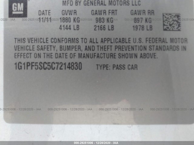 Photo 8 VIN: 1G1PF5SC5C7214830 - CHEVROLET CRUZE 