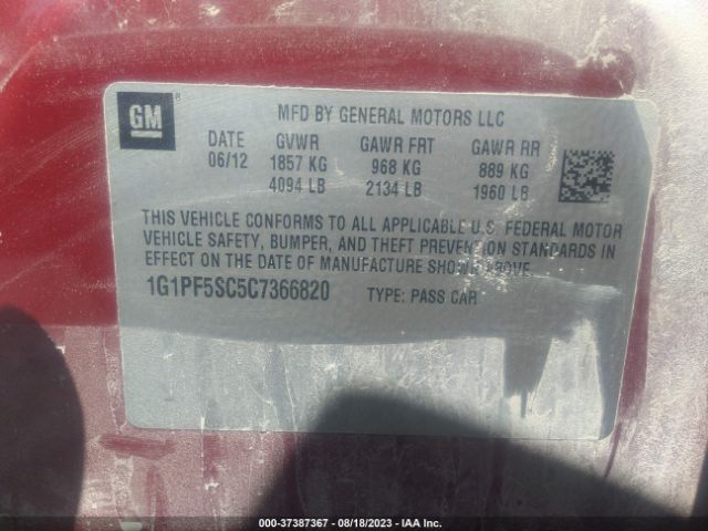 Photo 8 VIN: 1G1PF5SC5C7366820 - CHEVROLET CRUZE 