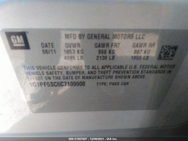 Photo 8 VIN: 1G1PF5SC6C7109908 - CHEVROLET CRUZE 