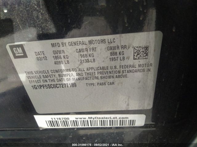 Photo 8 VIN: 1G1PF5SC6C7277189 - CHEVROLET CRUZE 