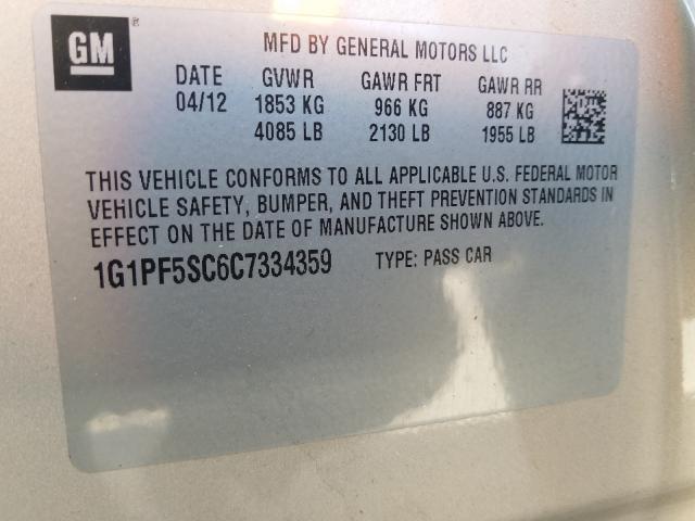 Photo 9 VIN: 1G1PF5SC6C7334359 - CHEVROLET CRUZE LT 