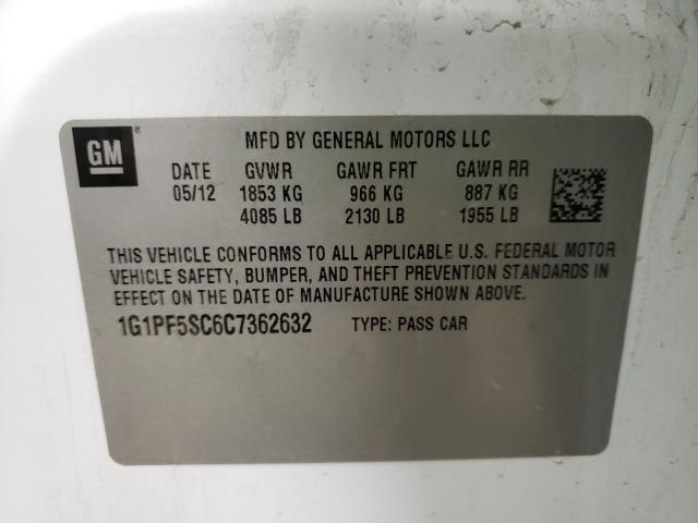 Photo 9 VIN: 1G1PF5SC6C7362632 - CHEVROLET CRUZE LT 