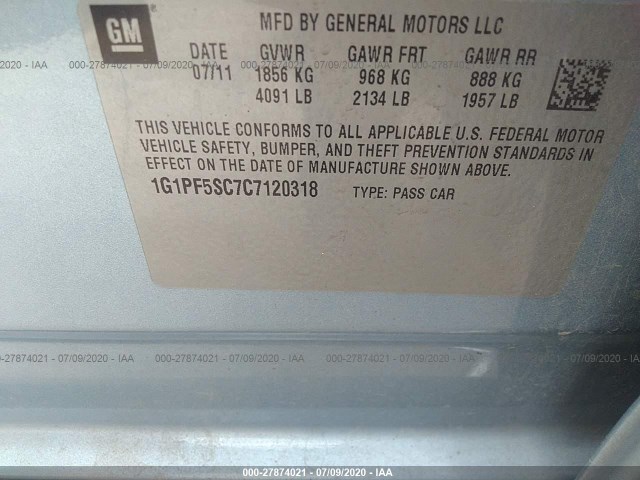 Photo 8 VIN: 1G1PF5SC7C7120318 - CHEVROLET CRUZE 