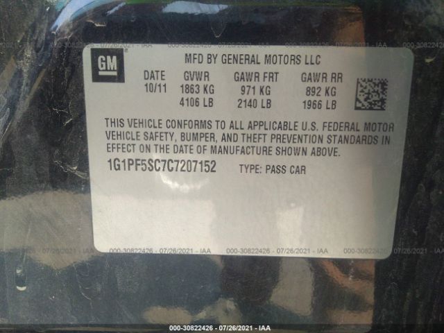 Photo 8 VIN: 1G1PF5SC7C7207152 - CHEVROLET CRUZE 