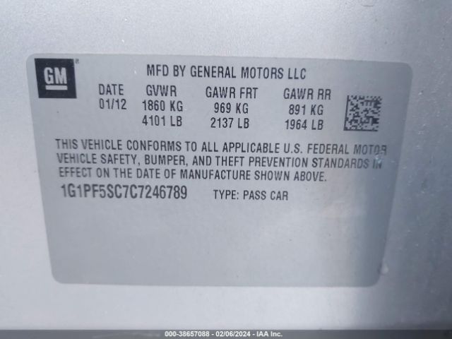 Photo 8 VIN: 1G1PF5SC7C7246789 - CHEVROLET CRUZE 