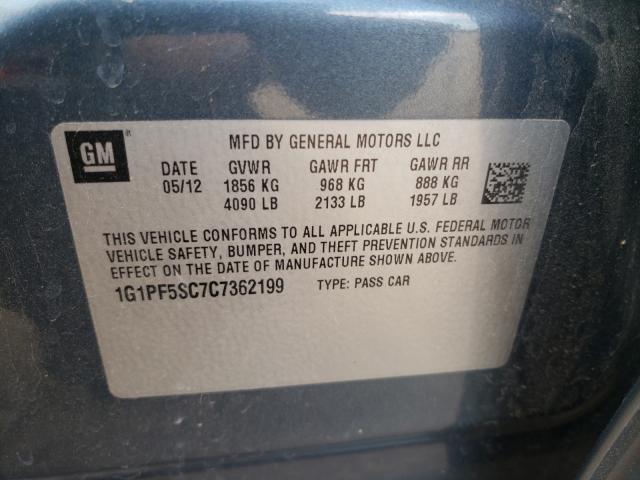 Photo 9 VIN: 1G1PF5SC7C7362199 - CHEVROLET CRUZE LT 