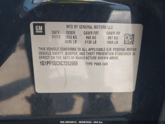 Photo 8 VIN: 1G1PF5SC8C7252956 - CHEVROLET CRUZE 